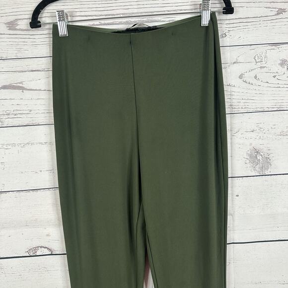 Sympli Pants Womens 4 Green Cropped Pull On Buttons Elastic Waist - Picture 3 of 14